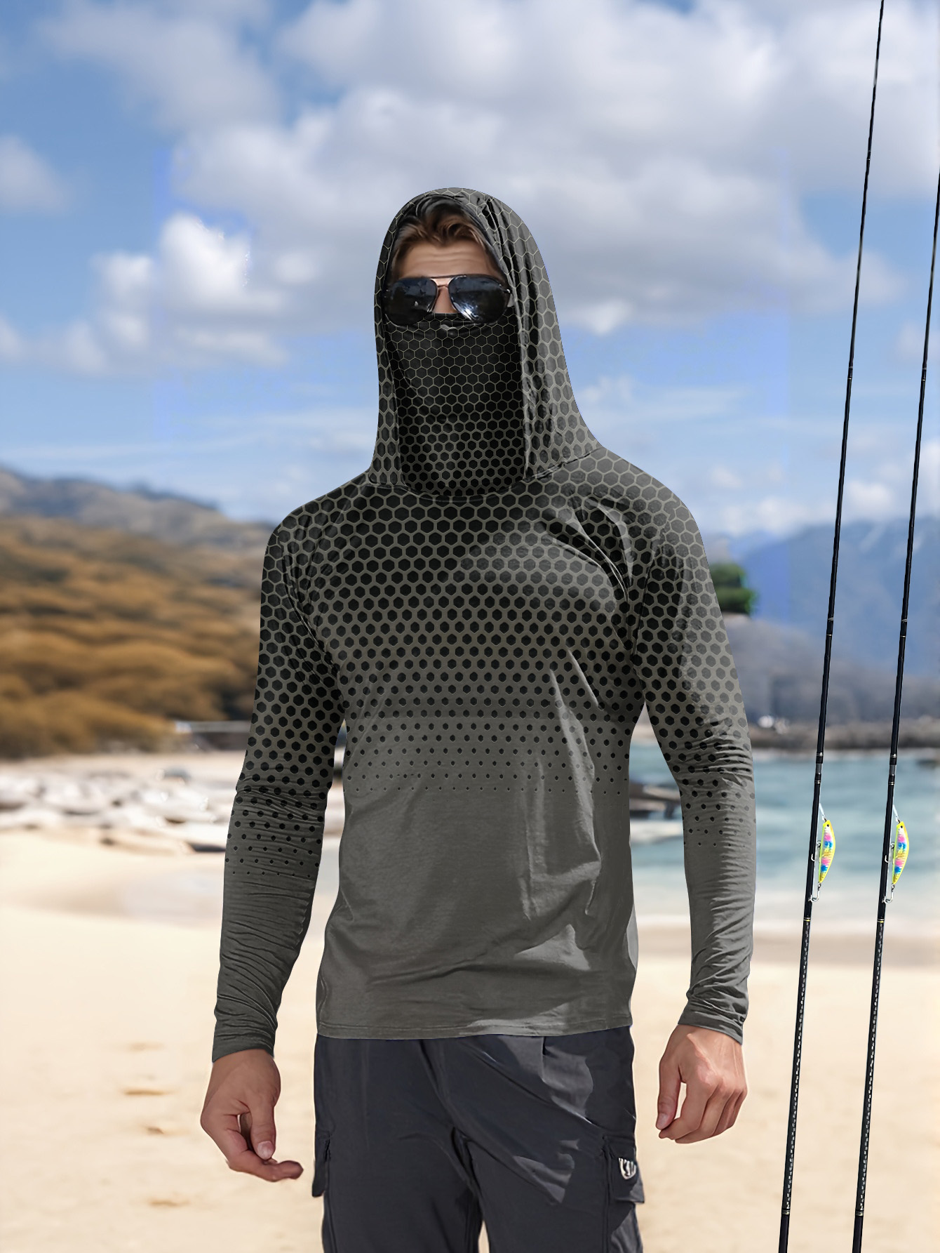 Fishing Mask Sun Protection - Sudadera de Pesca para Hombre con
