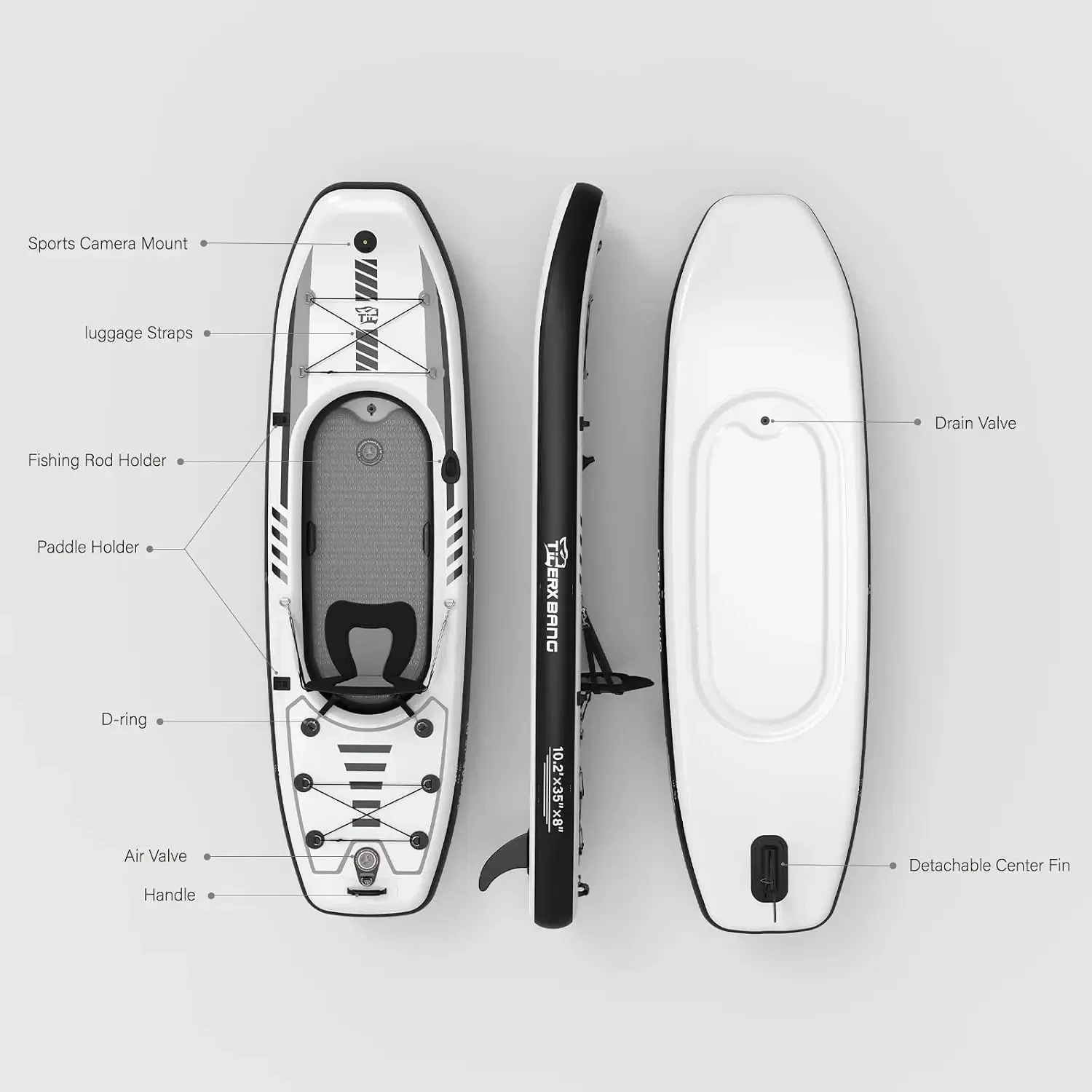 TIGERXBANG, kayak inflable de  - Fishing Backpack reseña y precio
