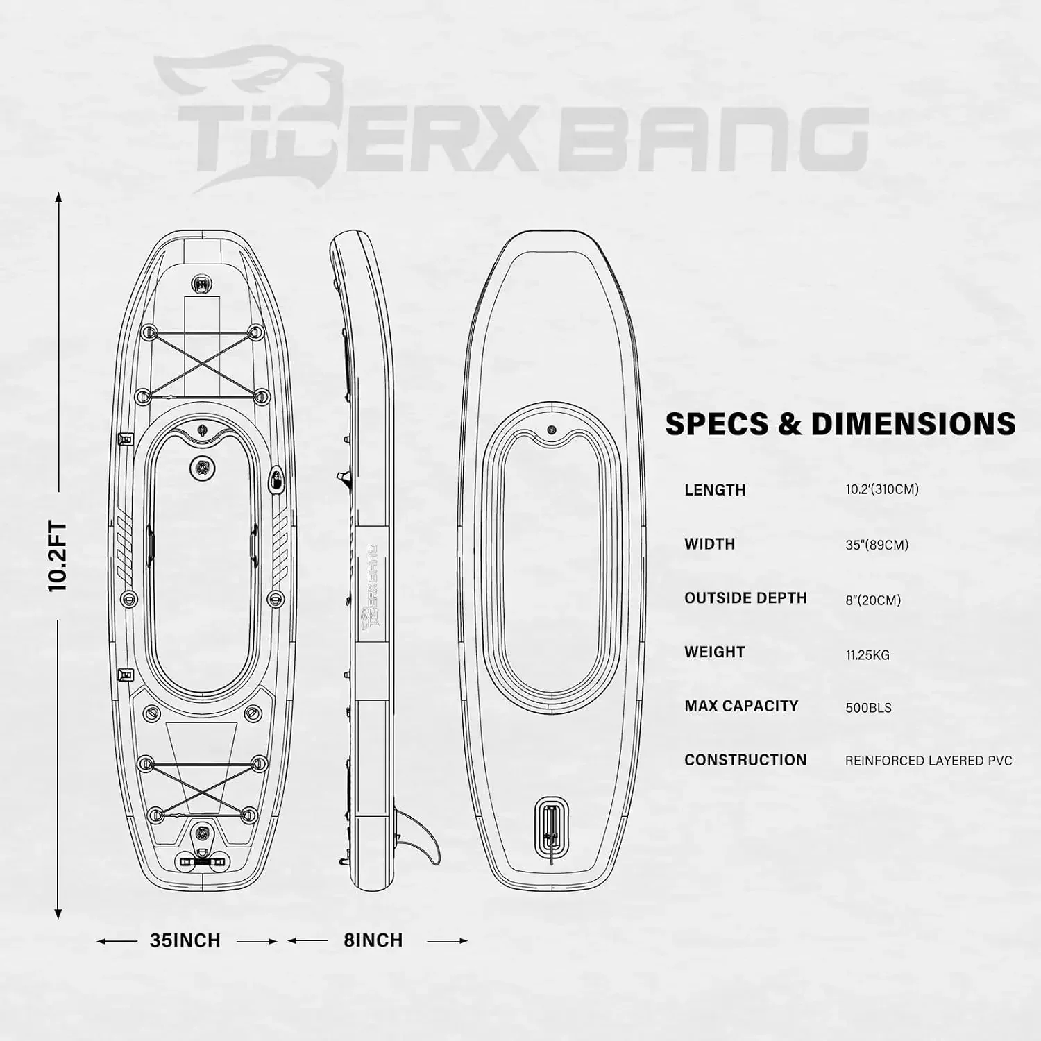 TIGERXBANG, kayak inflable de  - Fishing Backpack reseña y precio